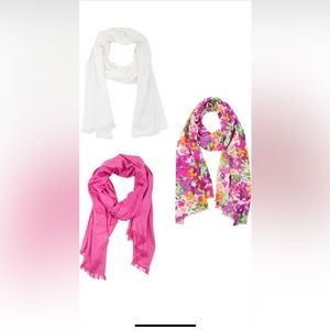 Saachi Scarves Set- set of 3 pink, white and floral